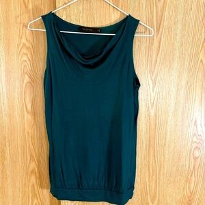 The Limited Sleeveless Cowl Neckline Dark Green Tee Blouse Top